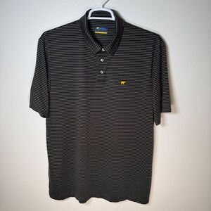 Jack Nicklaus Golf Polo Shirt Mens XL Caviar Black White Stripe Moisture Wicking